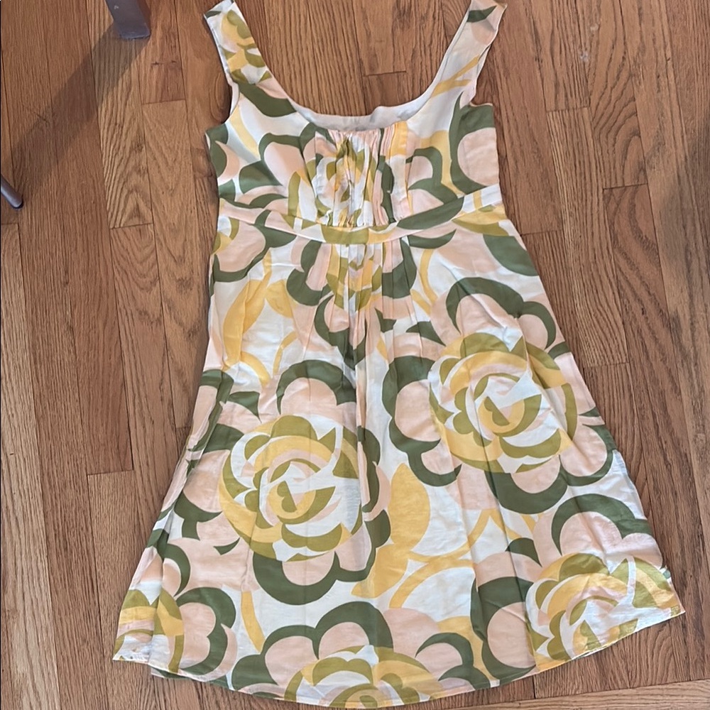 Floral Sleeveless Dress in Green and Yellow